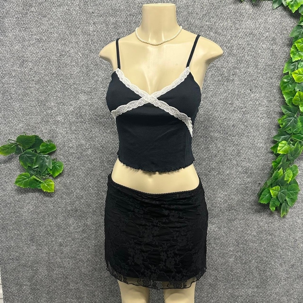 Topshop Black Lace Trim Cami Top